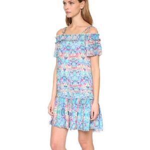 Pepin‎ x Anthropologie Blue Watercolor Ruched Dress Size 8